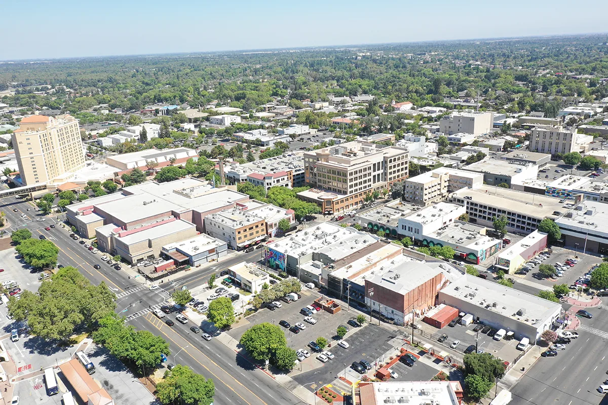Aerial view of downtown Modesto Aerial view of downtown Modesto